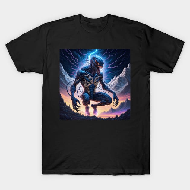 Virning alien in ligtning aura T-Shirt by Virshan